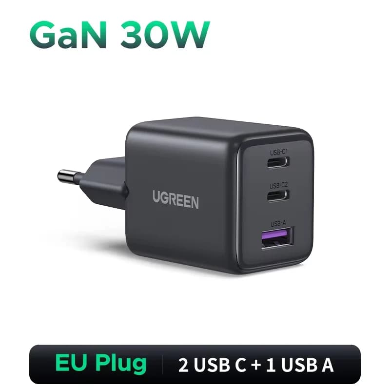 Pengecas Dinding GaN USB-C 45W, Palam EU