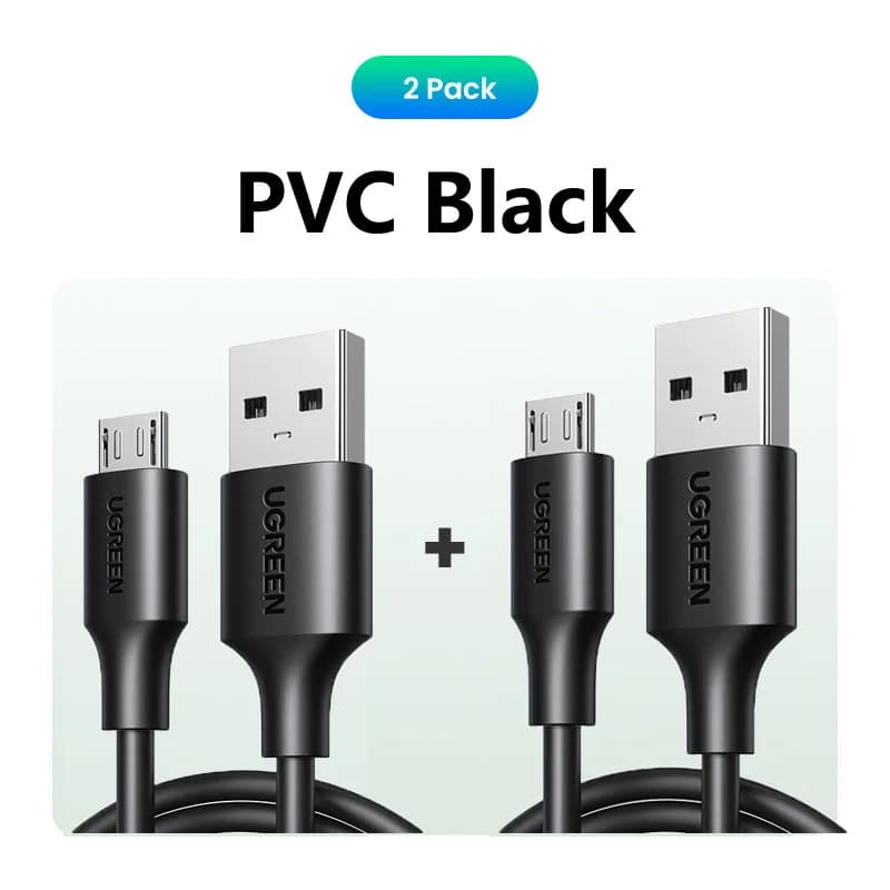 Kabel Pengecas Pantas Micro USB 2-Pek, 1.5m, 2A