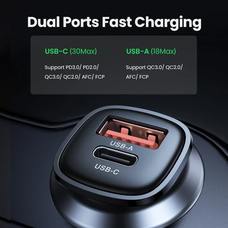 Pengecas Kereta USB-C Pengecasan Pantas 4.0 30W