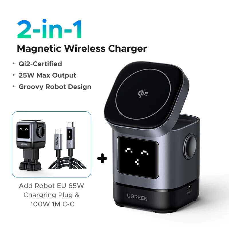 Tapak Pengecasan Wayarles Magnetik Qi2 15W Dengan Kabel