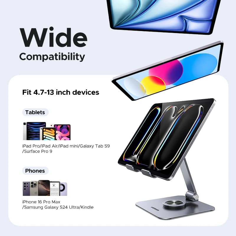 Pemegang Tablet dan Telefon Aluminium Boleh Diputar 360°