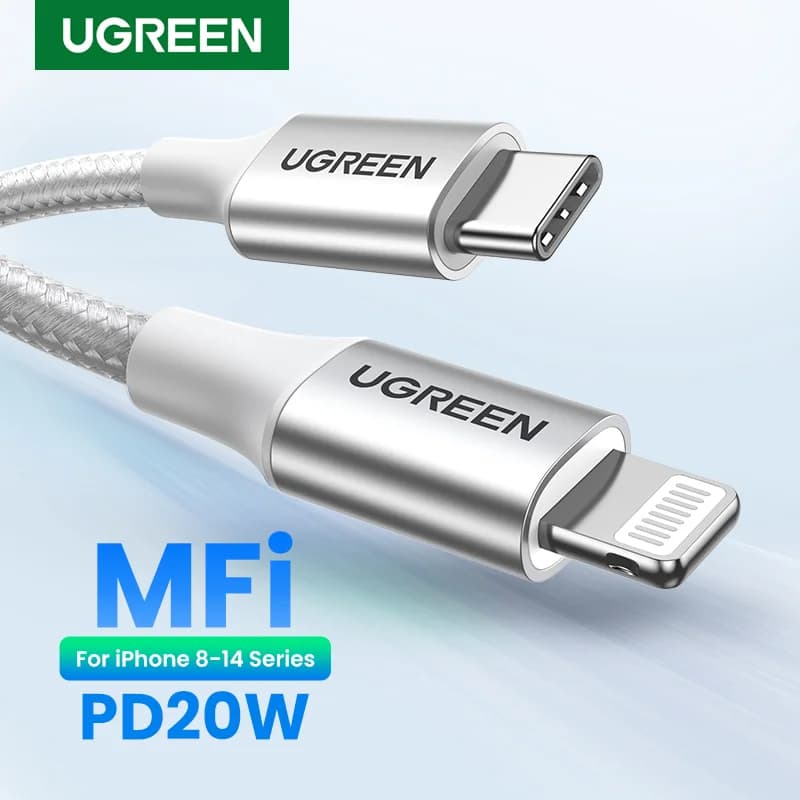 Kabel USB-C ke Lightning MFi, Pengecasan Pantas PD 30W