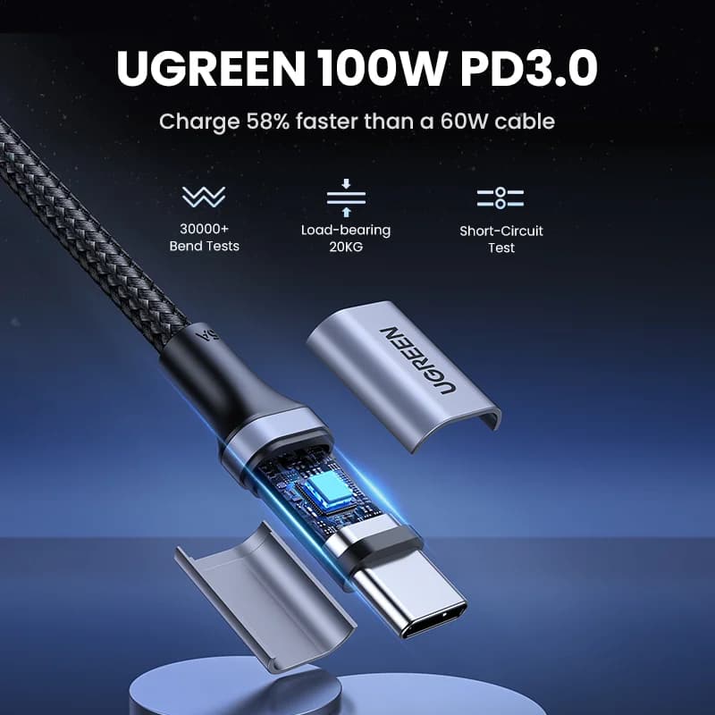 Set 2 Keping Kabel USB-C ke USB-C PD 100W