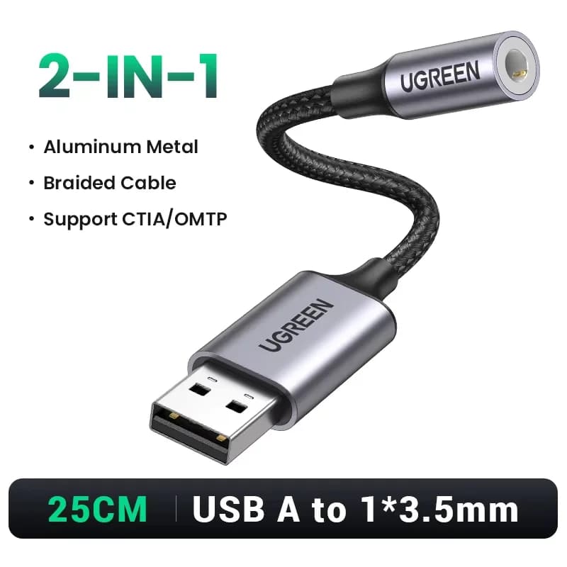 Adaptor Kad Bunyi Luaran USB ke 3.5mm