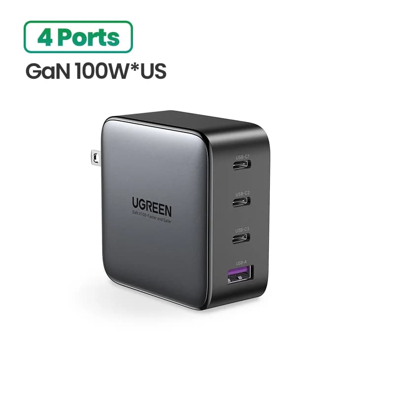 Pengecas Pantas USB-C GaN 100W dengan Palam AS
