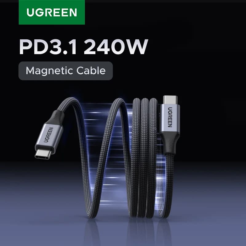 Kabel Pengecasan Bertenun Magnetik USB-C 240W