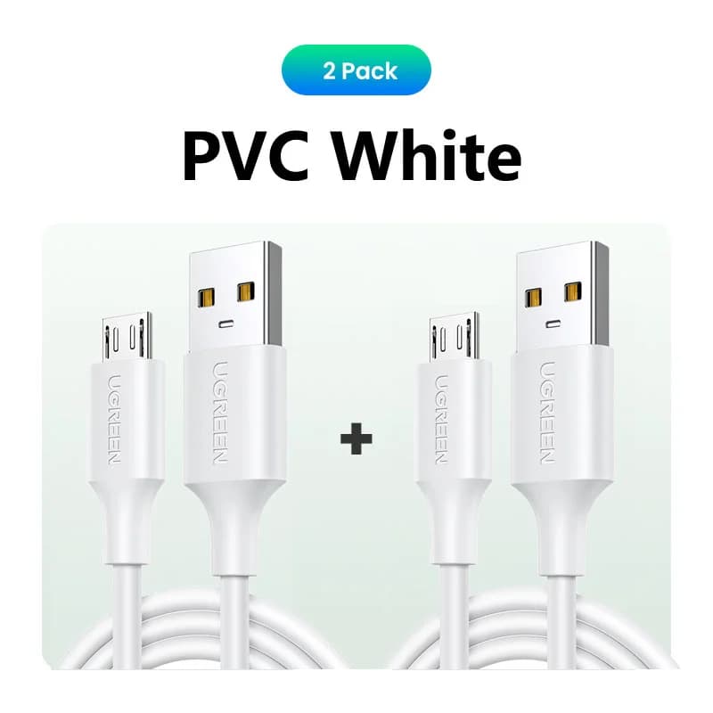 Kabel Pengecas Pantas Micro USB 2-Pek, 1.5m, 2A