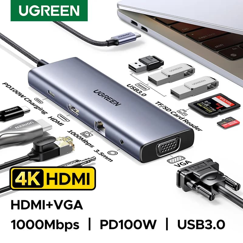 Stesen Docking USB-C, Monitor Berganda, PD100W