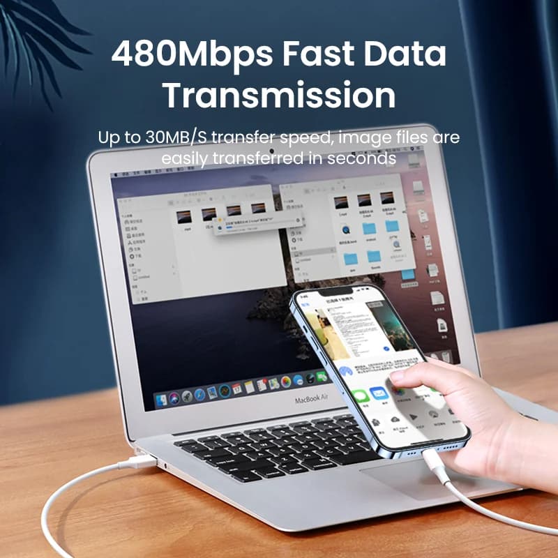 Kabel Pengecas Pantas USB ke Lightning Bertauliah MFi