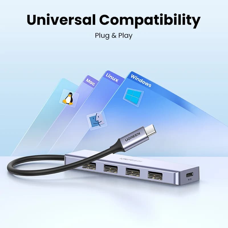 Penghala/Pemisah Hub USB-C ke USB 3.0 4-Port