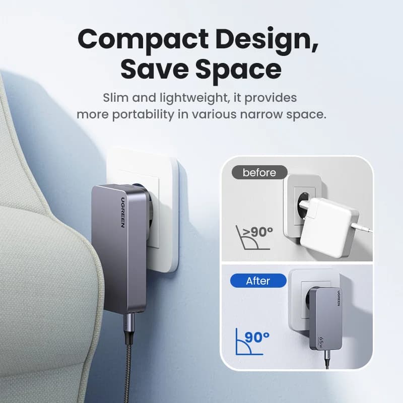 Pengecas USB-C GaN 65W dengan Quick Charge 4.0