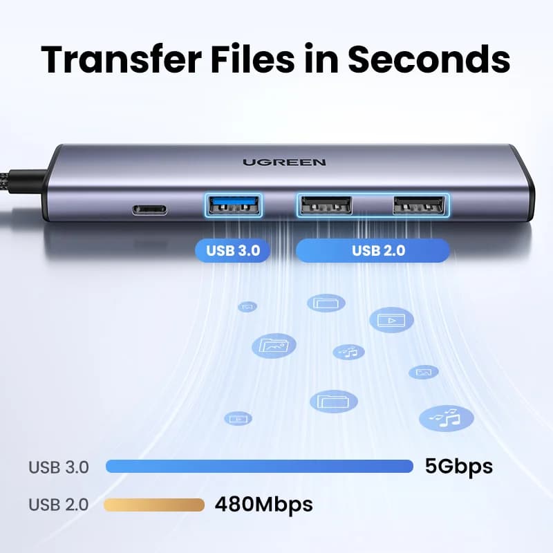 Hub USB-C dengan HDMI 4K, SD/TF, dan PD 100W