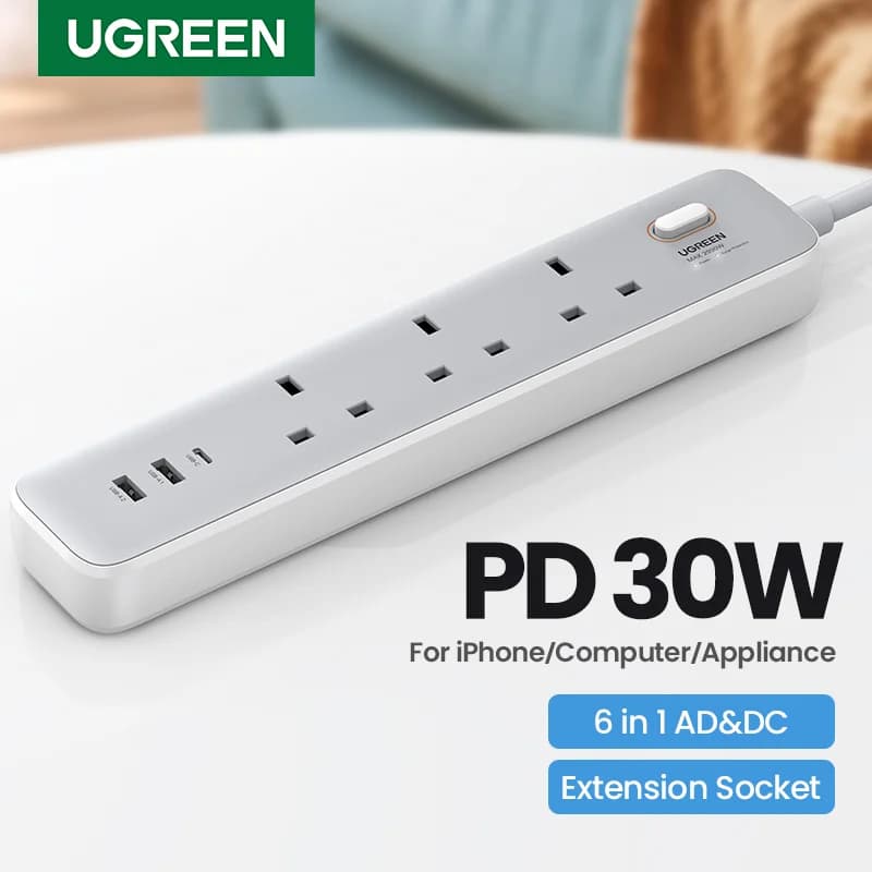 Strip Kuasa Pengecas Desktop 30W dengan Plug UK