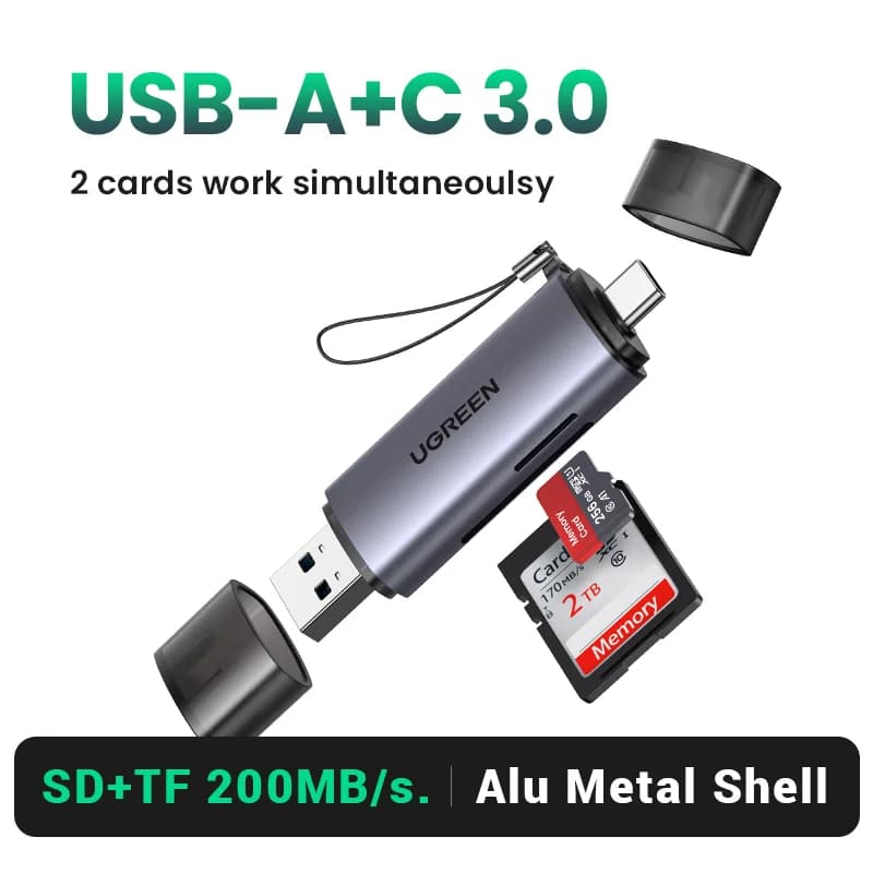 Pembaca Kad SD/MicroSD USB 3.0 & USB-C