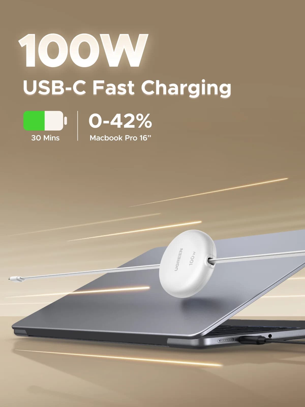 Kabel USB-C ke USB-C Boleh Tarik Balik, PD 100W
